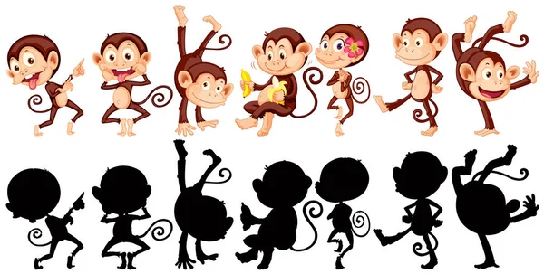 Monos en muchas acciones — Archivo Imágenes Vectoriales