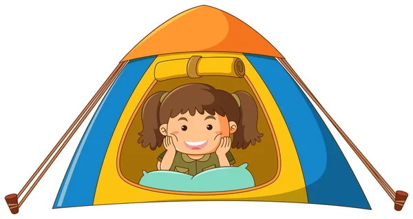 Маленькая девочка в палатке — стоковый вектор