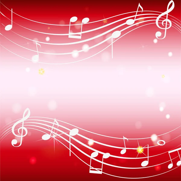 Background template with musicnotes on red — Stock Vector