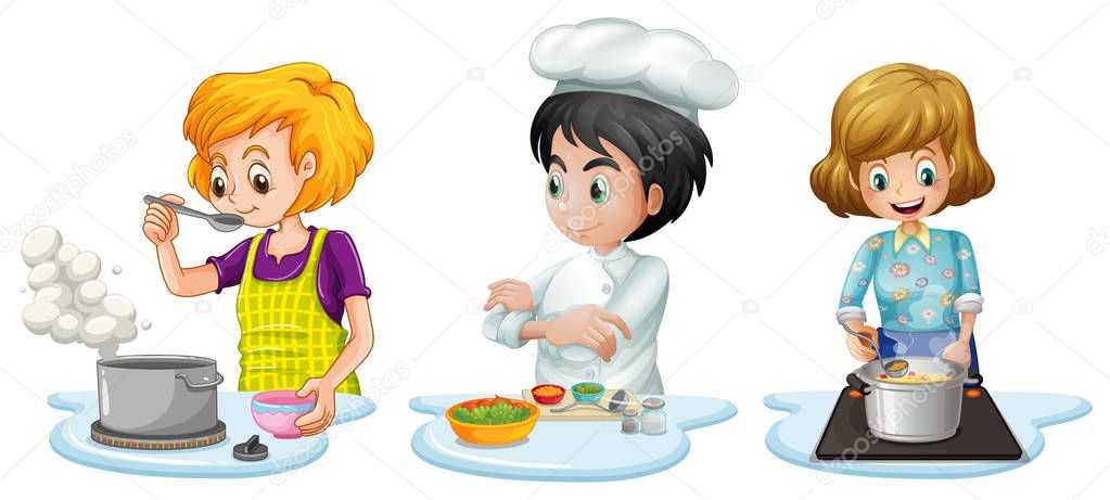 People cooking in kitchen