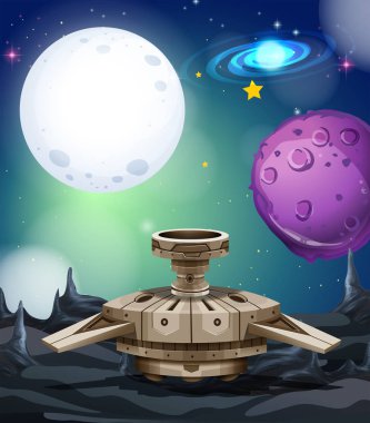 Uzay ve gezegenler ile arka plan manzara