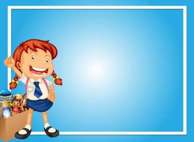 Mutlu kız ve oyuncaklar ile sınır şablonu