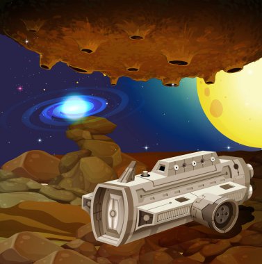 Derin uzayda uçan uzay gemisi