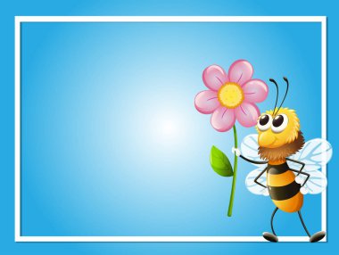 Arı ve çiçek ile çerçeve şablon