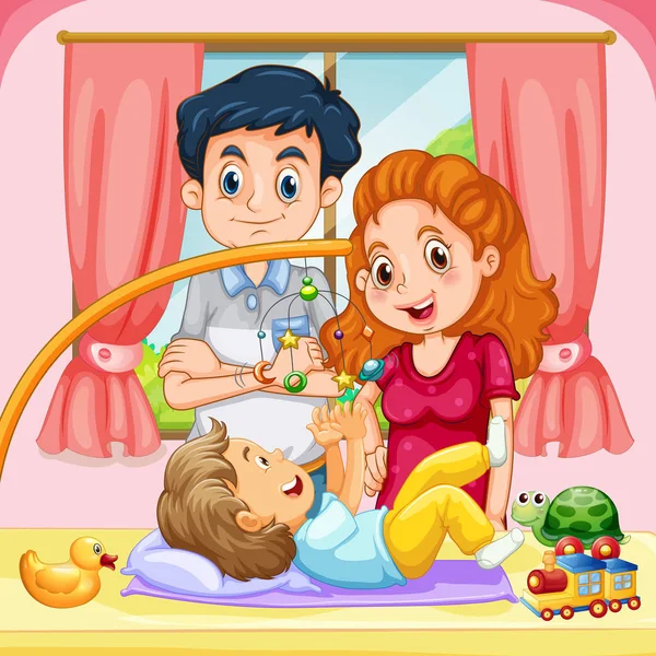 Family with toddler at home — Stock Vector