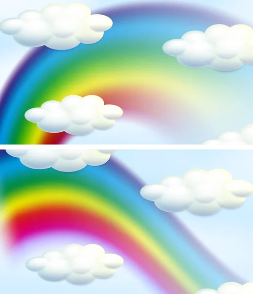 Två himmel bakgrund med regnbågar — Stock vektor