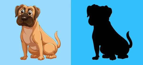 Silhouette chien sur fond bleu — Image vectorielle