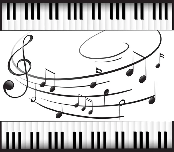 Modèle d'arrière-plan avec clavier piano et notes de musique — Image vectorielle