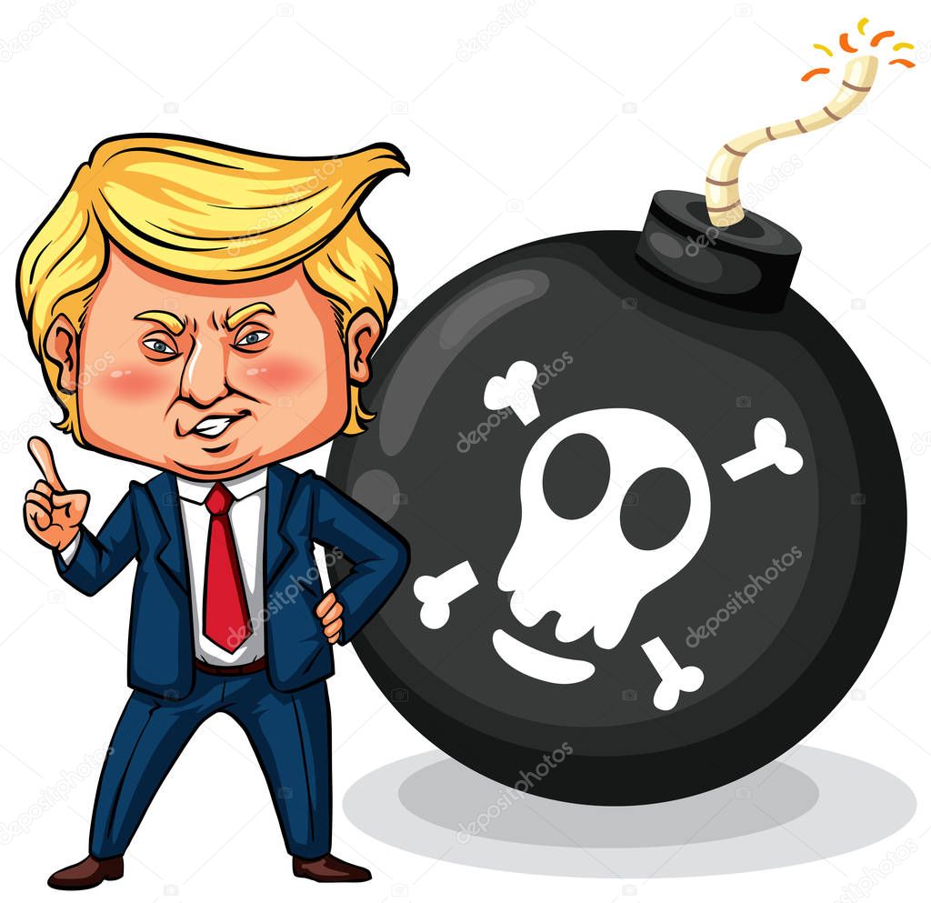 US president Trump with bomb