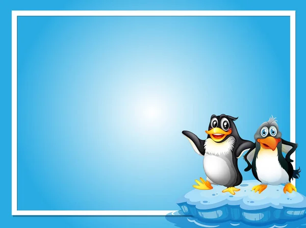 Frame sjabloon met twee penquins — Stockvector