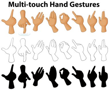 Multi-değmek el hareketleri gösteren grafik