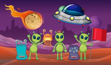 Yabancılar ve Ufo uzay temalı gezegende