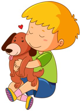 Küçük çocuk öpüşme evcil köpek