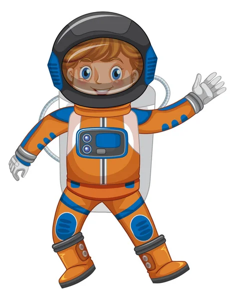 Kid in astronaut outfit on white background — Stock Vector
