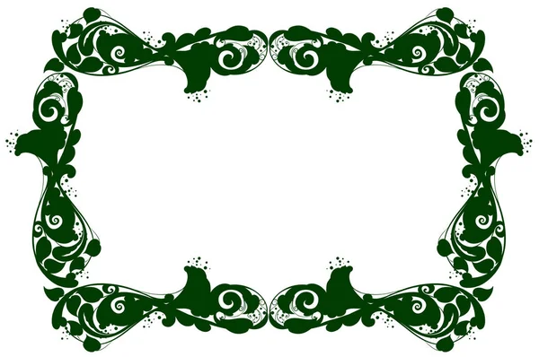 緑のパターンと枠線テンプレート — ストックベクタ