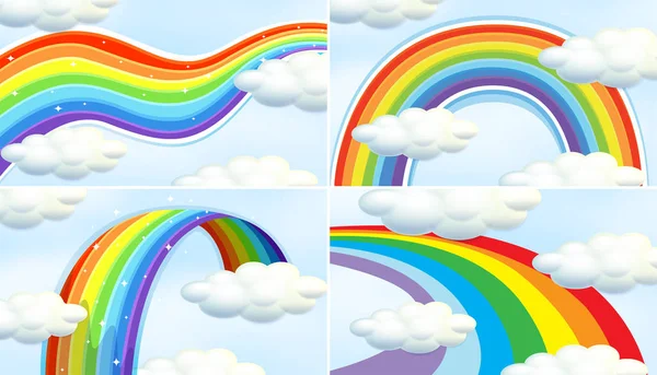 Vier Muster des Regenbogens am Himmel — Stockvektor