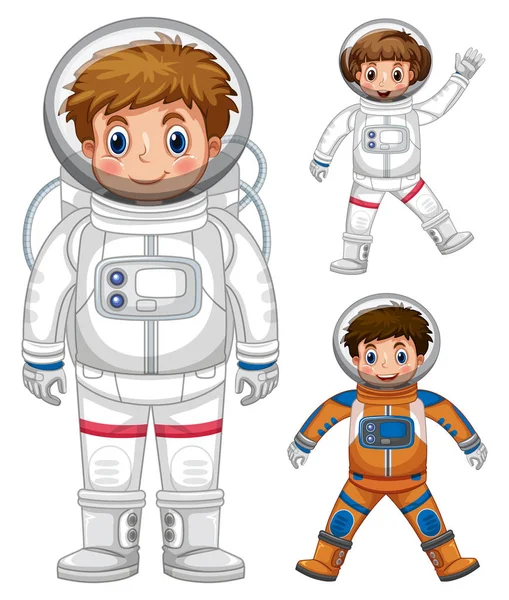 Three kids in astronaut costume — Stock Vector