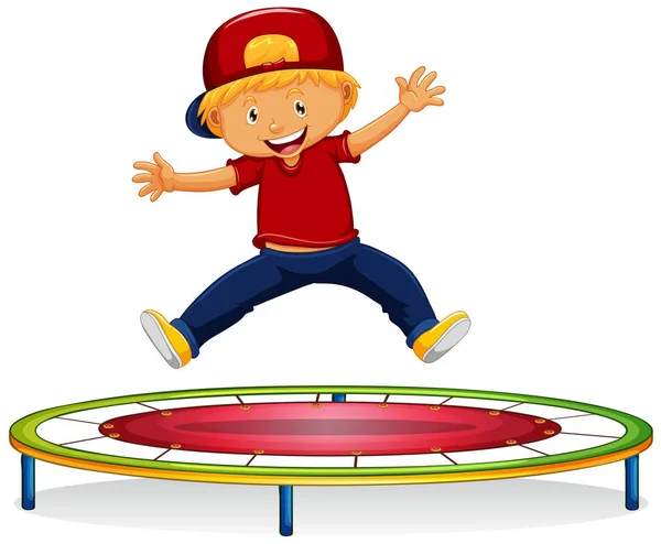 Niño feliz saltando en el trampolín — Archivo Imágenes Vectoriales