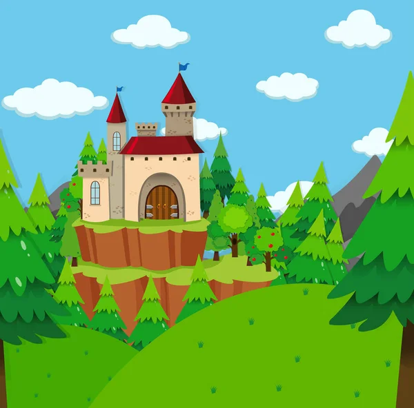 Πύργο του κάστρου στο δάσος — Διανυσματικό Αρχείο
