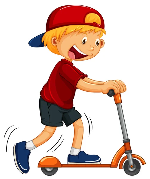 Boy playing hand scooter — Stock Vector