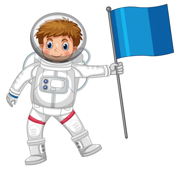 Astronot holding mavi bayrak — Stok Vektör