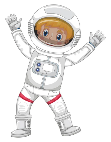 Astronaut in white spacesuit on white background — Stock Vector