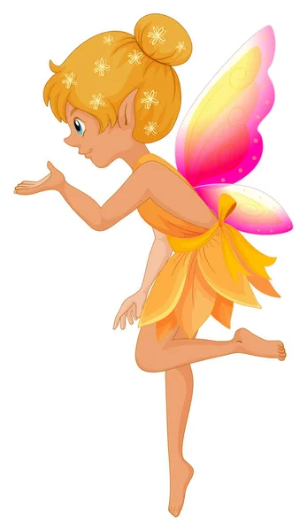 Cute fairy in yellow dress — Stock Vector