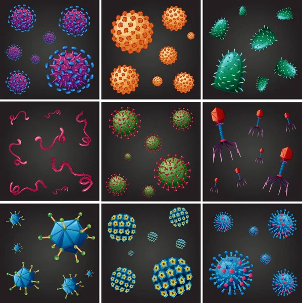 Verschiedene Arten von Viren — Stockvektor