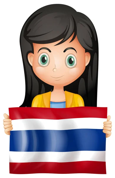 Mädchen mit thailändischer Flagge — Stockvektor