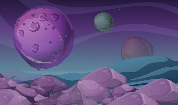 Pozadí scény fialové planety — Stockový vektor