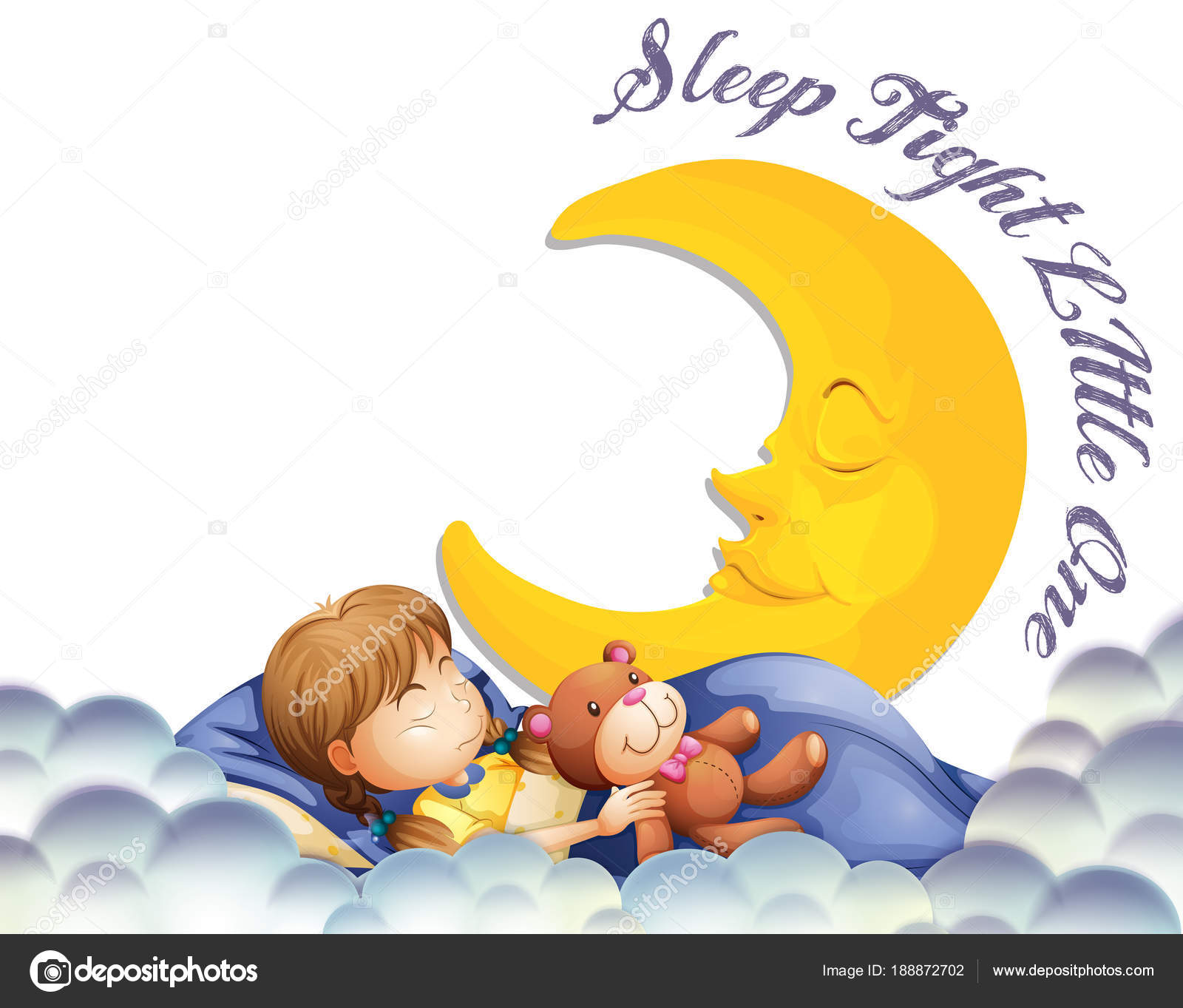 Niña con osito de peluche — Vector de stock © interactimages #188872702