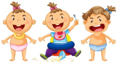 Kocaman bir gülümseme ile üç bebek