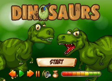 Game template with T-Rex in background clipart