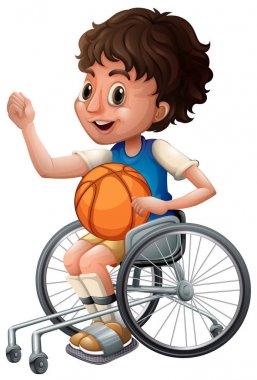 Tekerlekli sandalye basketbol oynarken çocukta