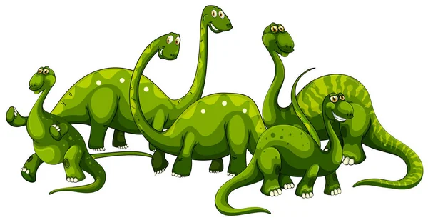 Brachiosaurus-familie op witte achtergrond — Stockvector