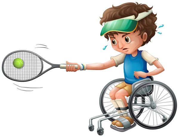 Tennis player on wheelchair — Stock Vector