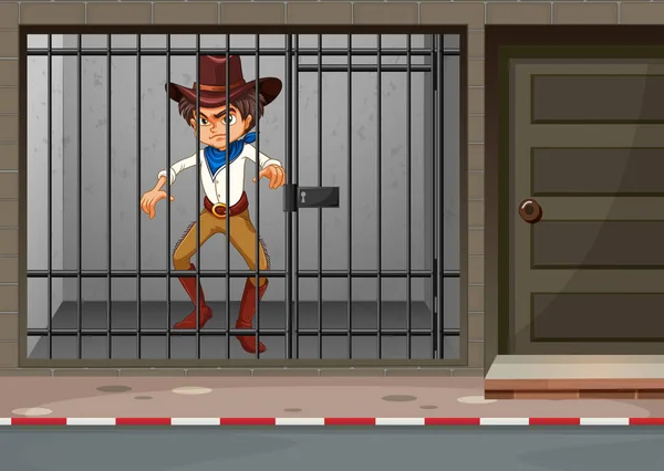 Cowboy essere bloccato in prigione — Vettoriale Stock