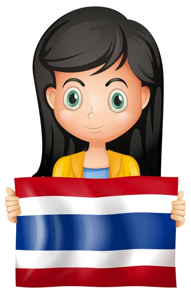 थायलंड ध्वज असलेली मुलगी — स्टॉक व्हेक्टर