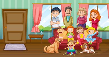 Aile oturma içinde eğleniyor