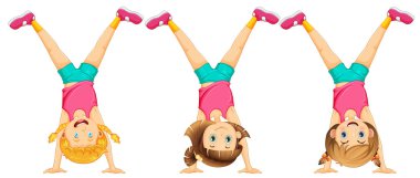 Başlar aşağı üç kız