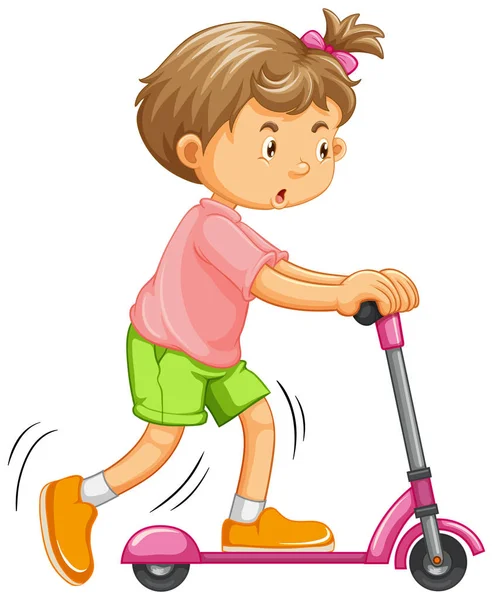 Happy girl playing hand scooter — Stock Vector