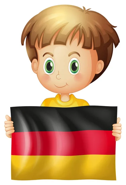 ドイツの国旗を持つ幸せな少年 — ストックベクタ