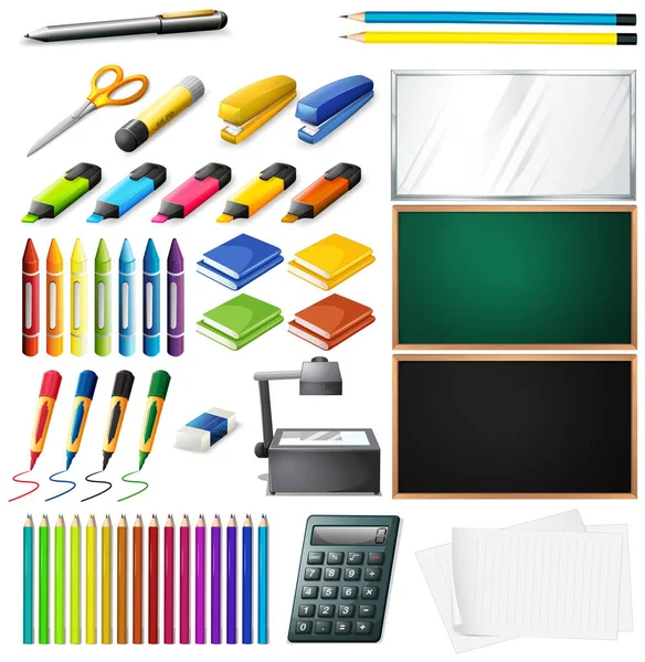Different types of office supplies — Stock Vector