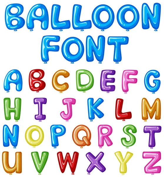 Шрифт для английского алфавита в форме воздушного шара — стоковый вектор