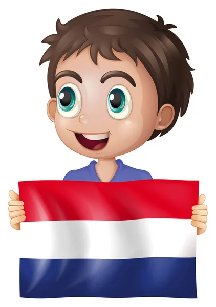 Happy boy with flag of Netherlands — Stock Vector