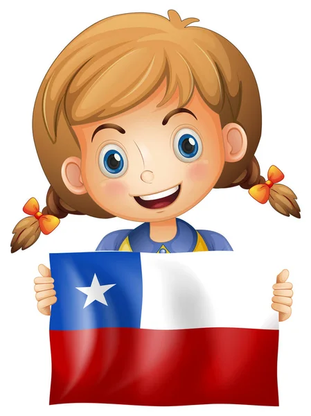 Girl holding flag of Chile — Stock Vector