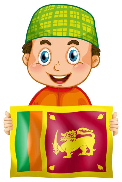 快乐的男孩和斯里兰卡的旗帜 — 图库矢量图片