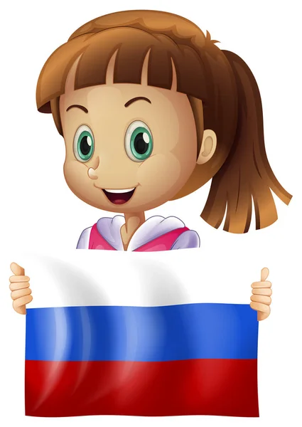 Sevimli kız ve Rusya bayrağı — Stok Vektör