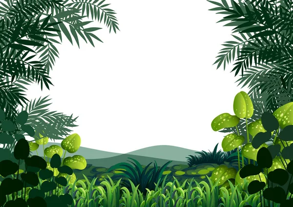 Cadre de fond avec collines et herbe — Image vectorielle