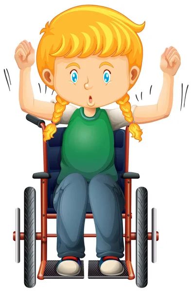 轮椅上的快乐女孩 — 图库矢量图片